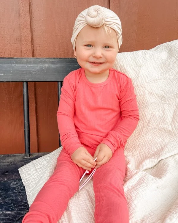 Bright Pink Ribbed Solid • 2 Piece Bamboo Set (Updated Fit) - Image 2