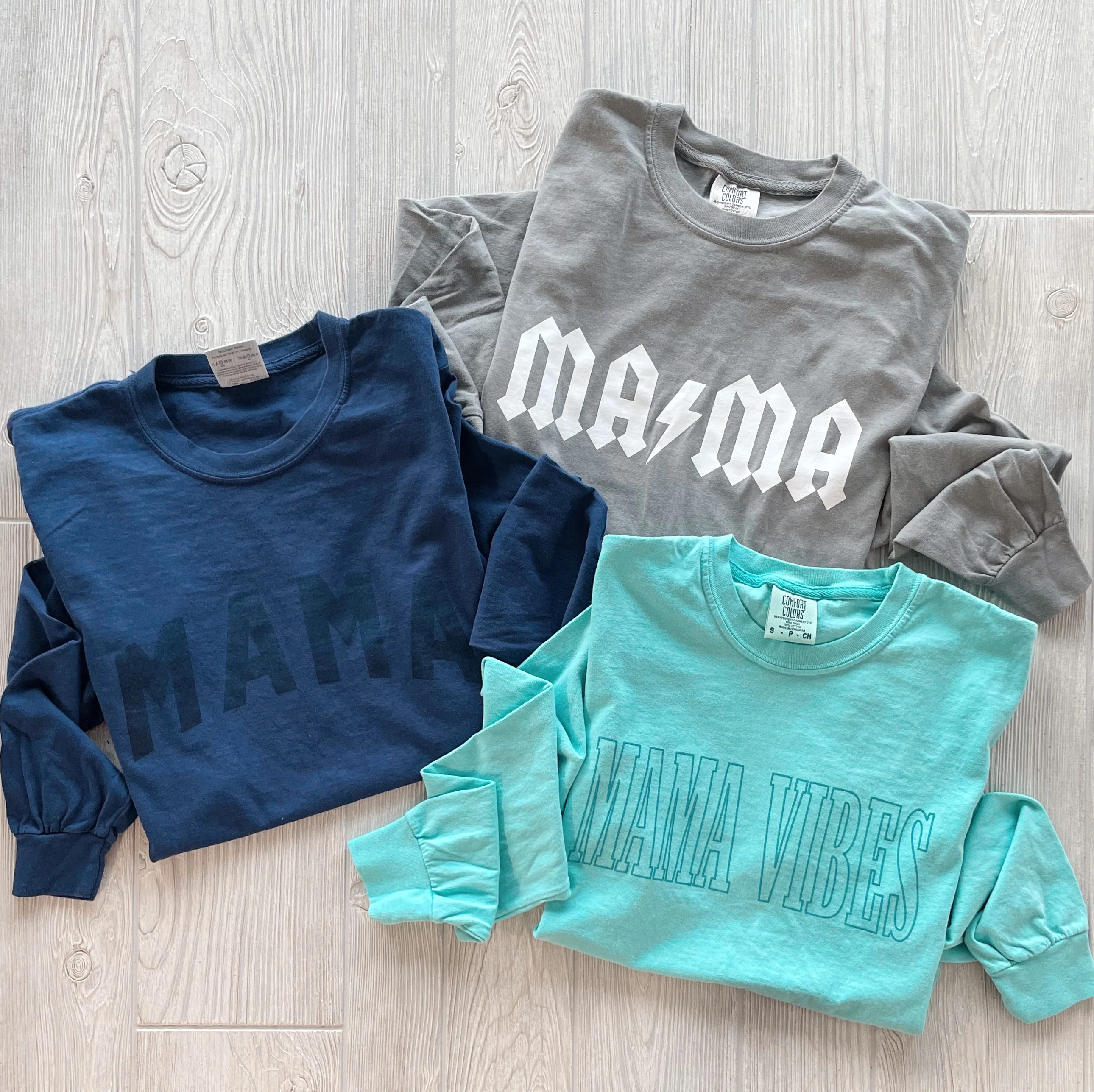 MAMA VIBES • Tonal Aqua Long Sleeve - Image 2