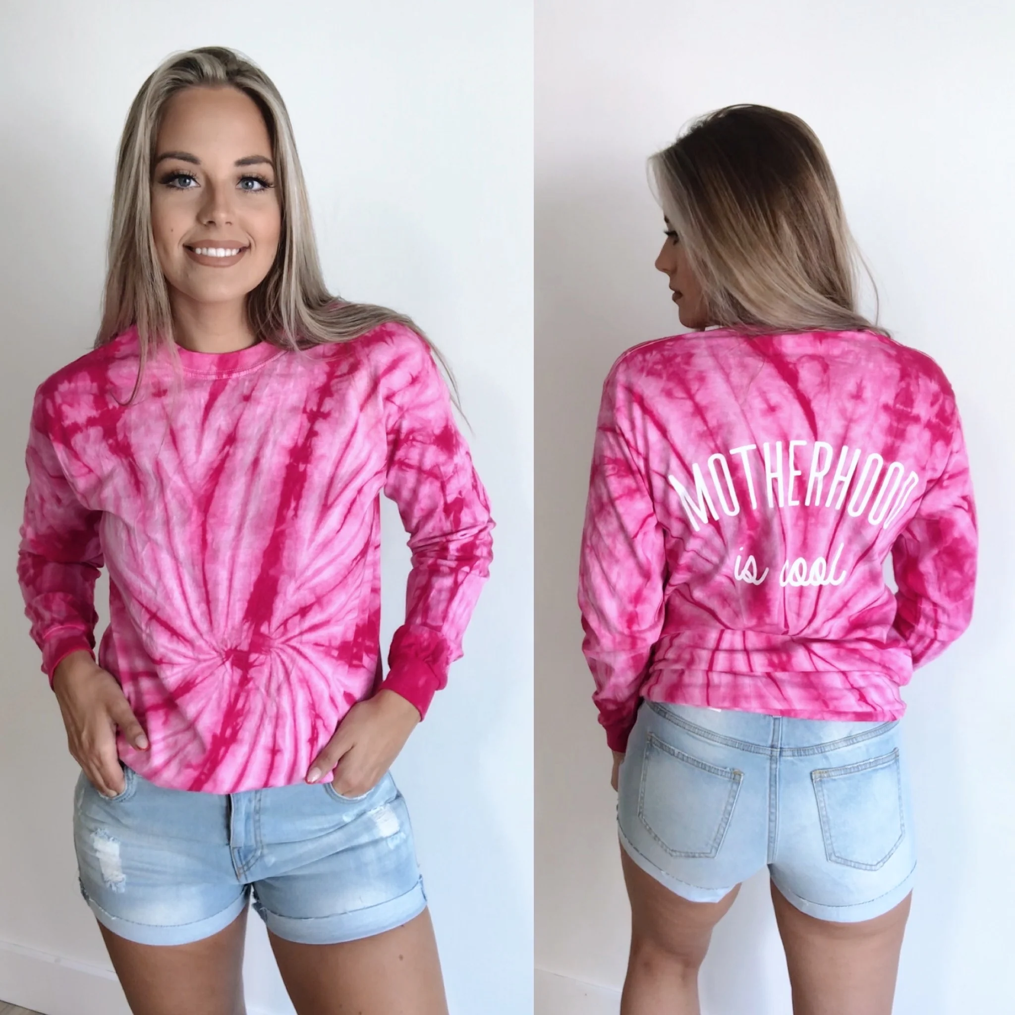 Motherhood is Cool • Pink Longsleeve Tie-Dye - Image 2