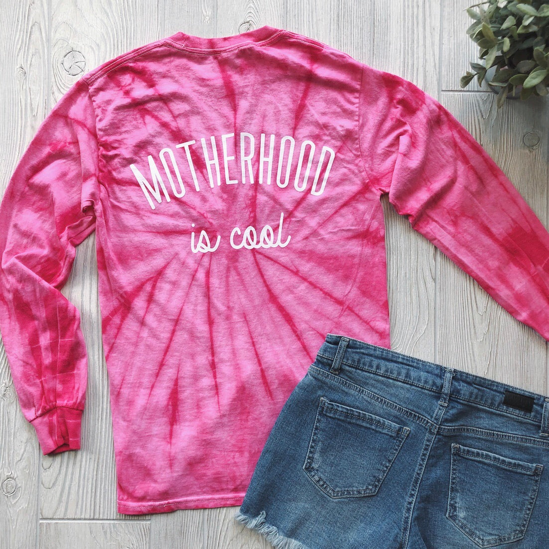 Motherhood is Cool • Pink Longsleeve Tie-Dye - Image 3